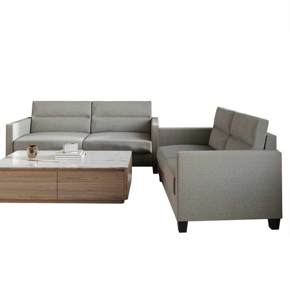 CraftPorch Minimalist Linen Upholstered 2-Piece Living Room Set