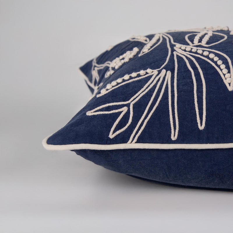 Rizzy Home Botanical Embroidered Throw Pillow