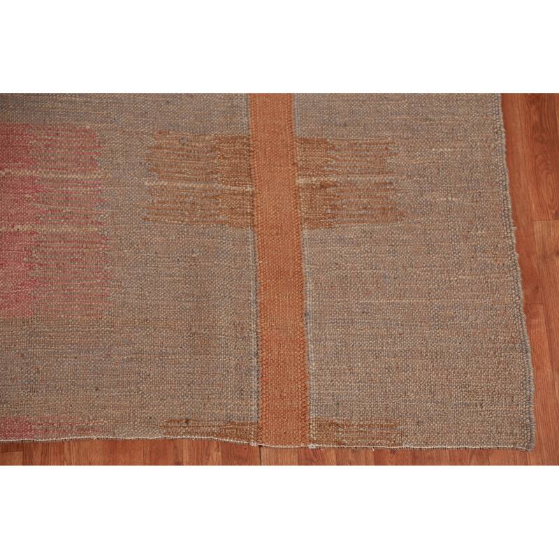 Hand Woven Oriental 100% Jute Carpet Southwestern Modern Brown Kilim Area Rug - 10' 4'' X 8' 2''