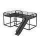 preview thumbnail 13 of 24, Industrial Modern Style L-Shaped Full and Twin Size Bunk Bed with Built-In Short Ladder and Slide,Sturdy Metal Frame
