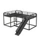 preview thumbnail 13 of 24, L-Shaped Full and Twin Size Metal Bunk Bed with Slide and Short Ladder,Industrial Design