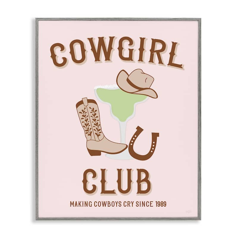 Stupell Cowgirl Club Accessories Framed Giclee Art Design By Natalie Carpentieri - 16 x 20 - Grey