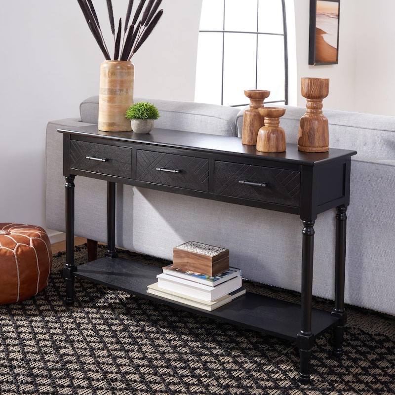 SAFAVIEH Jeanie 3-Drawer Bottom Shelf Console Table - 47.3" W x 13" L x 29.5" H - 47Wx13Dx30H