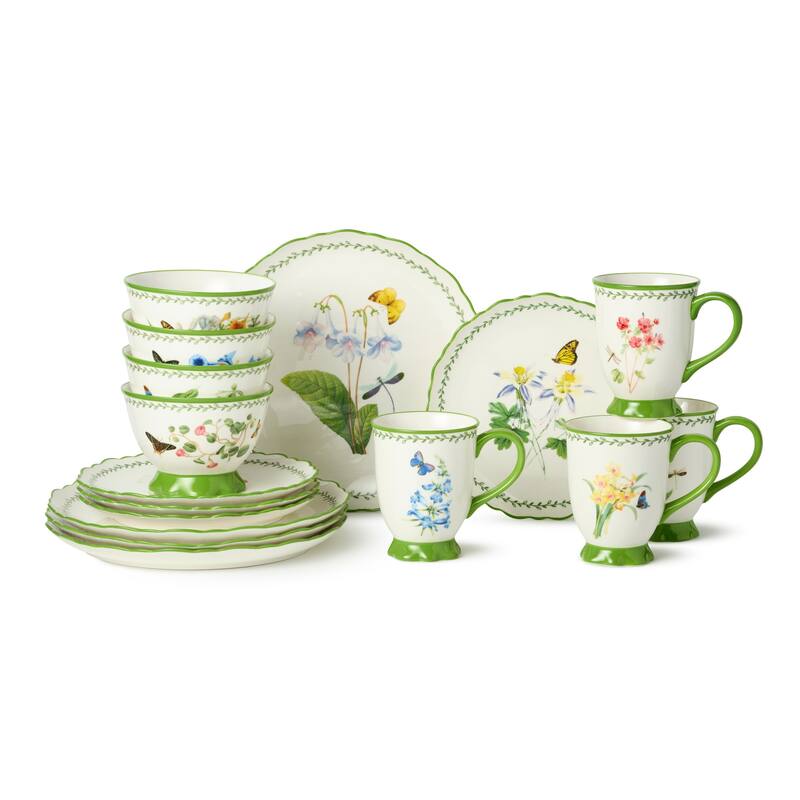 Certified International French Rooster 16 Piece Dinnerware Set, Service for 4 - 11.00"L x 11.00"W x 1.25"H