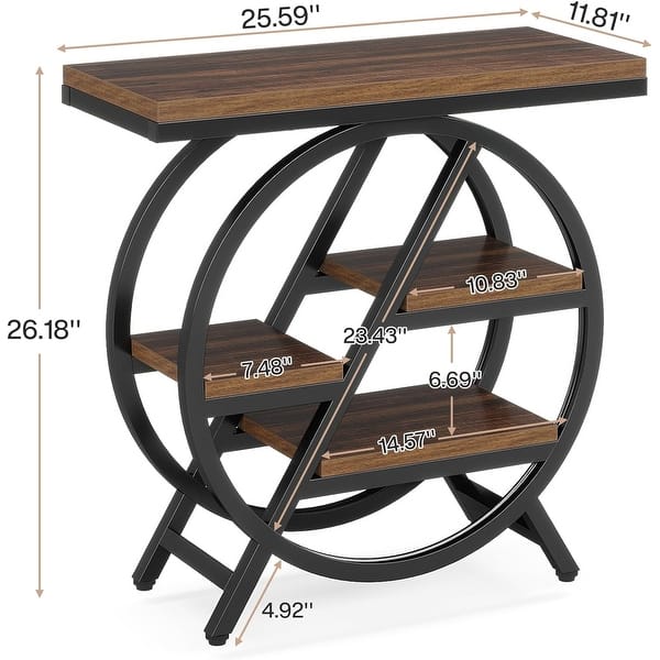 dimension image slide 0 of 5, 3-Tier End Table Side Table with Storage for Living Room