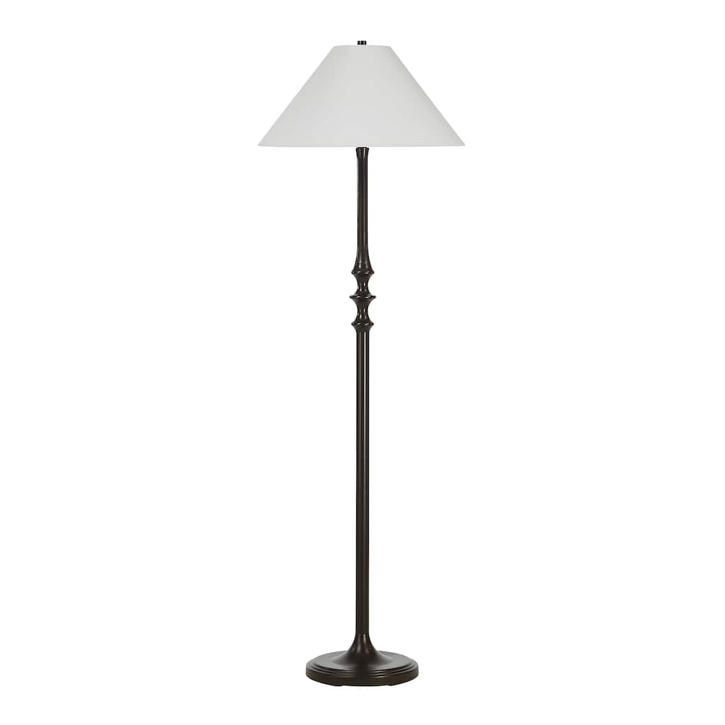 Everren Zyra 67" Tall Matte Dark Bronze Floor Lamp with Tapered Linen Shade
