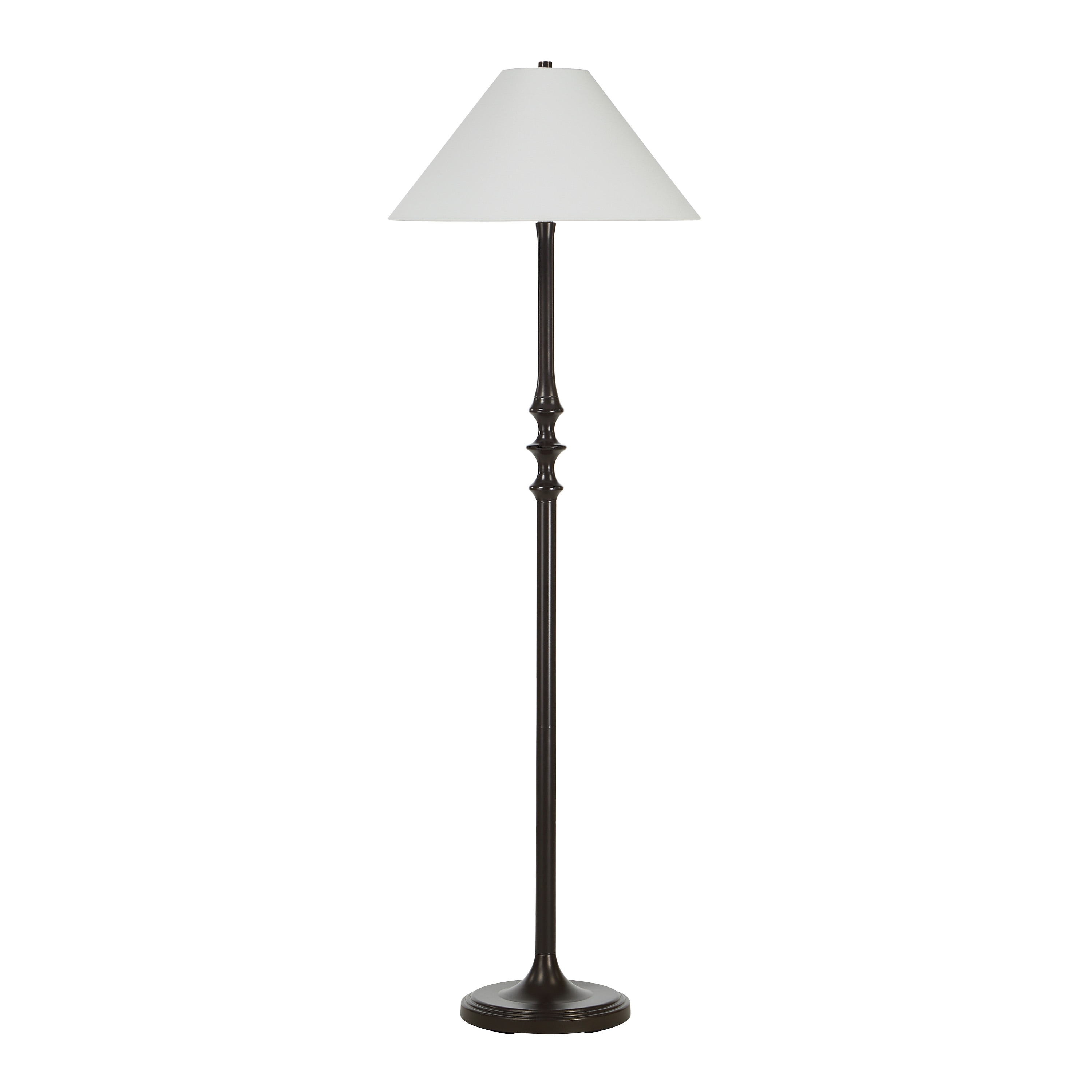 Everren Zyra 67" Tall Matte Dark Bronze Floor Lamp with Tapered Linen Shade