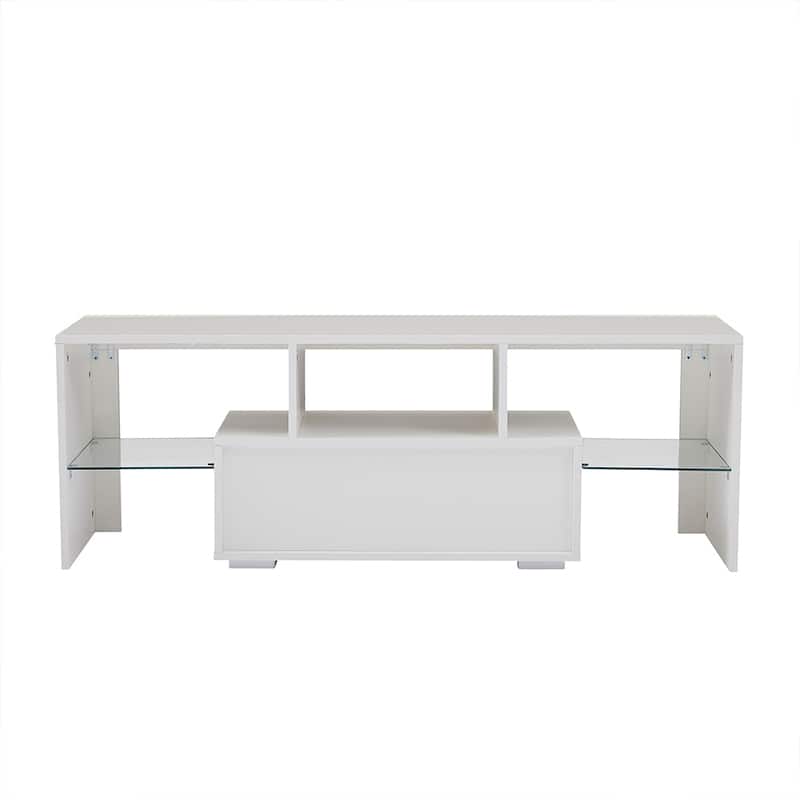 Fashion TV Stand, TV Cabinet,Entertainment Center, TV station Media Console with LED Light Belt Remote Control,
