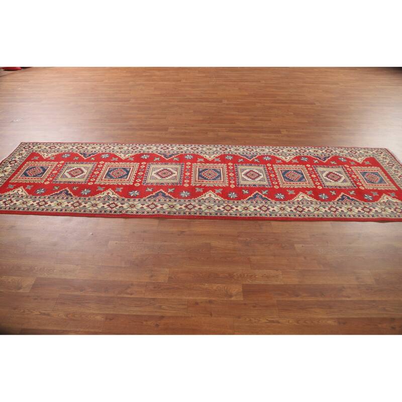Traditional Kazak Runner Rug Hand-Knotted Wool Carpet - 2'9" x 10'0"