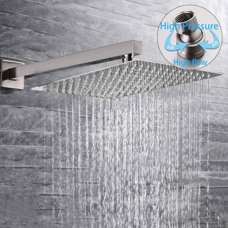 Proox 10" Wall mount Rainfall Square ShowerHead Bathroom Dual-way out Shower Handheld faucet - 10
