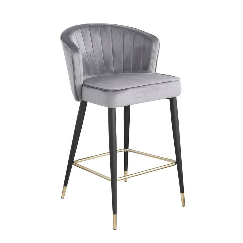 Velvet Upholstered Counter Height Bar Stool, Set of 2