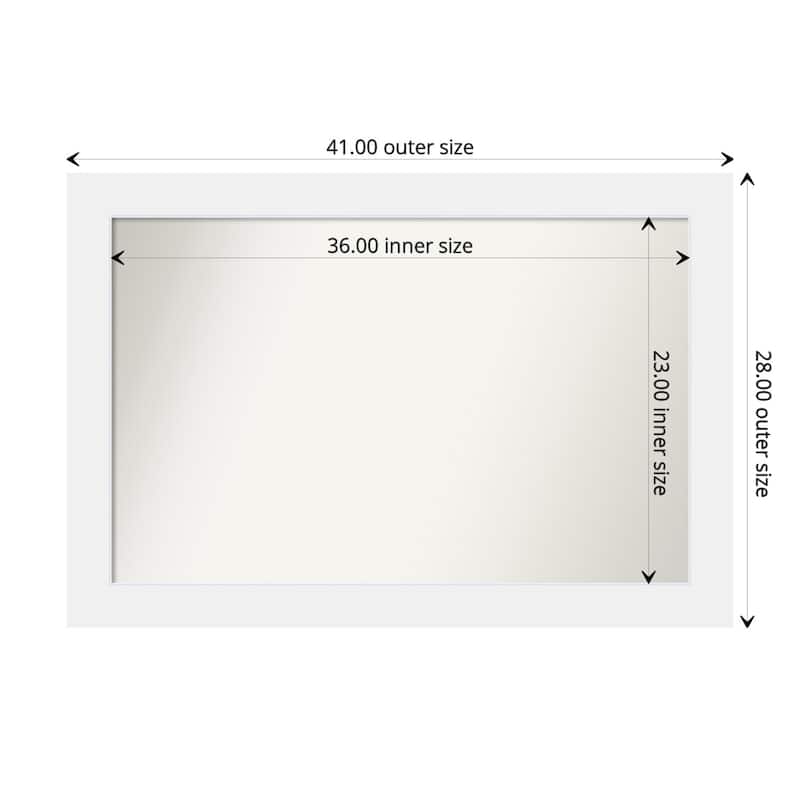 Corvino White Framed Non-Beveled Custom Wall Mirror, Bathroom Vanity Mirror - Outer Size: 41 x 28