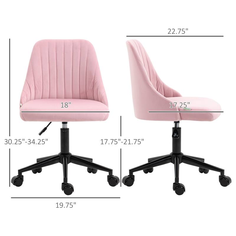 Stylish Mid-Back Velvet Office Chair with Adjustable Height, Soft Padding, and Scallop Shape for Home Office Use