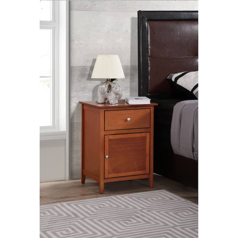 Izzy 1-drawer and Cabinet Wooden Nightstand - Oak