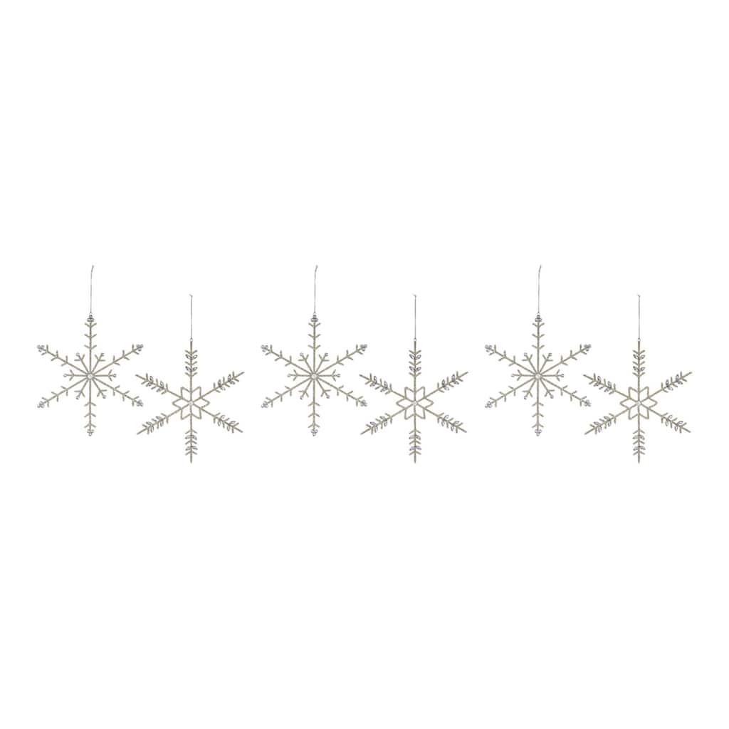 Jeweled Snowflake Christmas Ornaments - 14" - Silver - Set of 6
