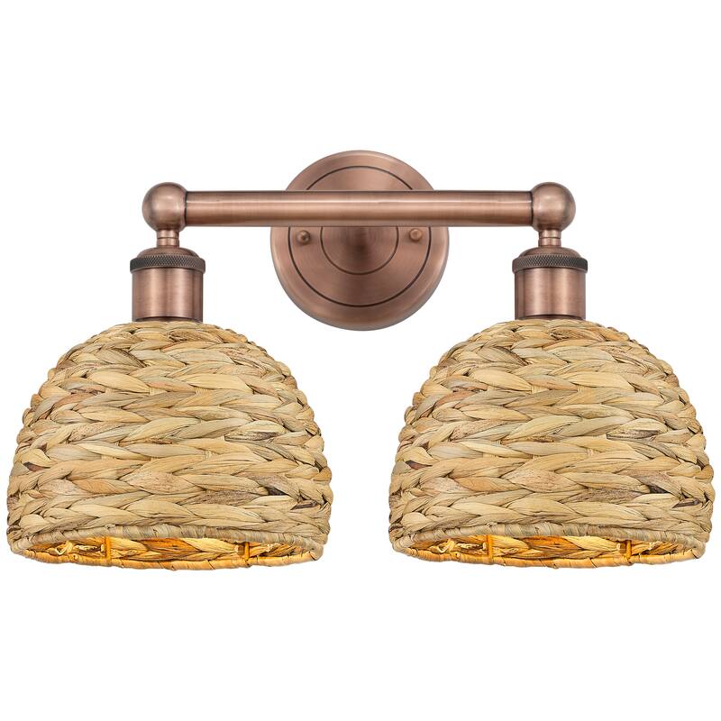 Innovations Lighting Endless Possibilities Edison - Woven Rattan - 2 Light 17" Bath Vanity Light - Antique Copper