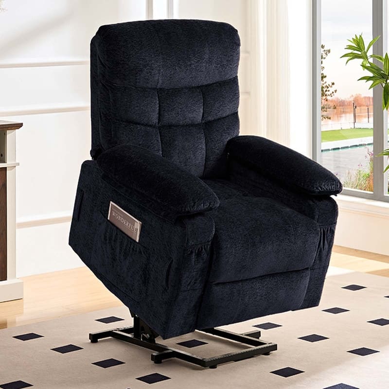 Mixoy Velvet Power Lift Recliners Chair,Dual Motor Heat Massage Electric Recliner Chair with Remote