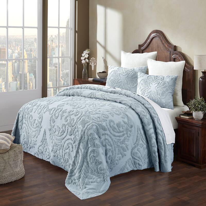 Better Trends Rylee Collection 100% Cotton Tufted Elegant and Floral Design Machine Washable Bedspread
