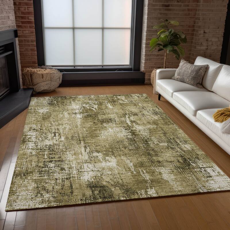 Machine Washable Indoor/ Outdoor Chantille Boho Abstract Rug