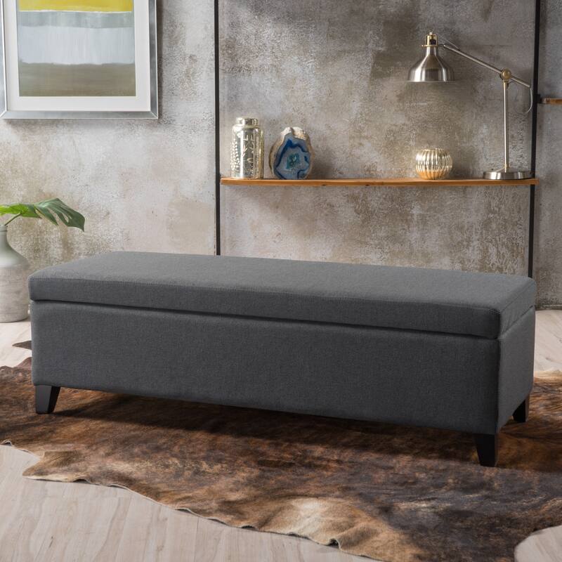 50.5 Inch Storage Ottoman Bench Rectangular Ottoman Foot Rest with Hinged Lid and Solid Wood Legs, Modern Entryway Bench