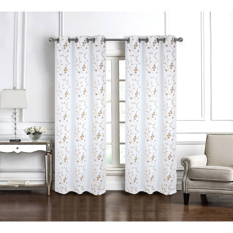 Lilian Embroidered Privacy Window Curtain Panel 84" or 95" - 54" x 84" - White