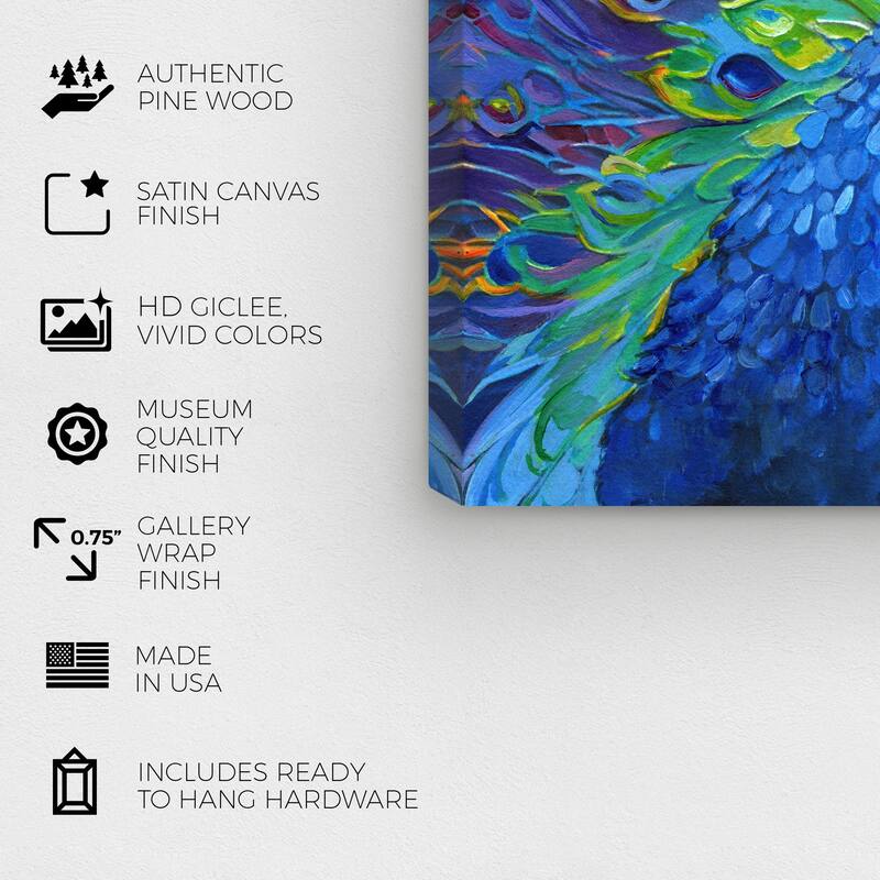 Wynwood Studio Canvas Animals Doll Memories - Blue Peacock Blue and Modern & Contemporary Wall Art Canvas Print - Blue, Green