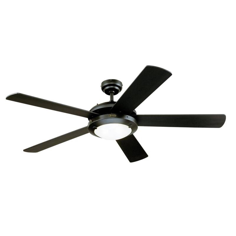 Westinghouse Lighting Comet 52-Inch 5-Blade Indoor Ceiling Fan with Dimmable LED Light Fixture and Frosted Glass - Matte Black