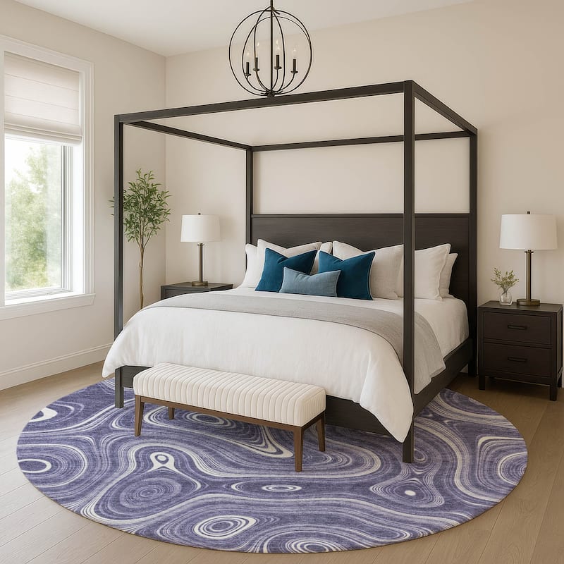 Premium Washable Super Soft Contemporary Alfa Mayfield Rug - Plum - 8' x 8'