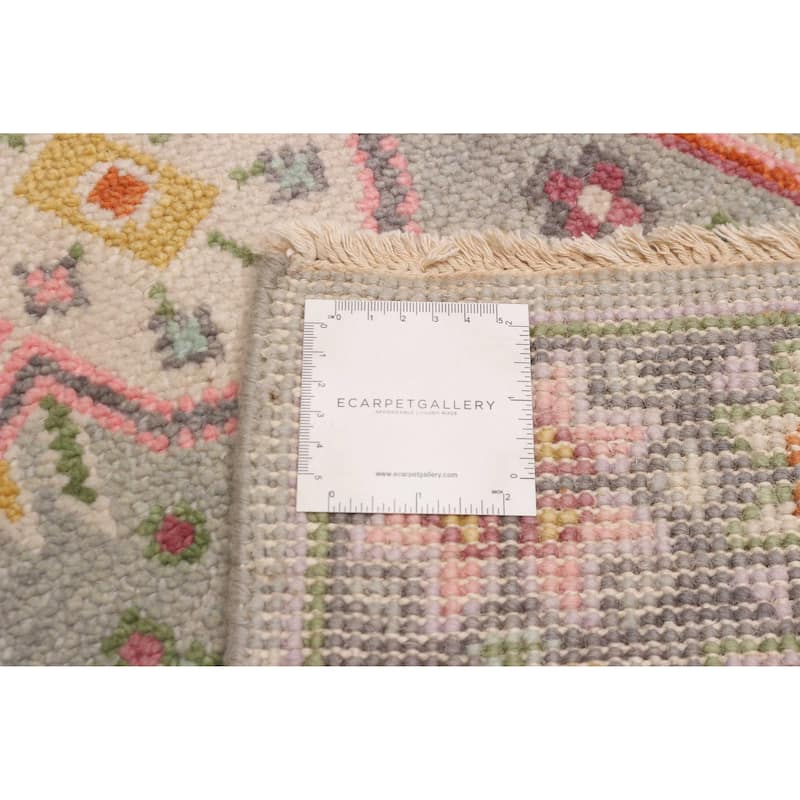 ECARPETGALLERY Hand-knotted Modern Oushak Grey Wool Rug - 2'7 x 19'9
