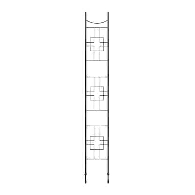 Achla Designs 135"H Graphite Powdercoat Finish Wrought Iron Outdoor Square-on-Squares Slim Trellis, Garden Accent