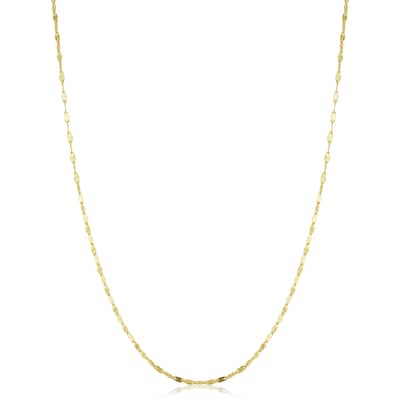 14k Yellow Gold Filled or White Gold Filled 1.5 mm Mirror Texured Flat Link Chain Necklace for Women (14-30 inch)