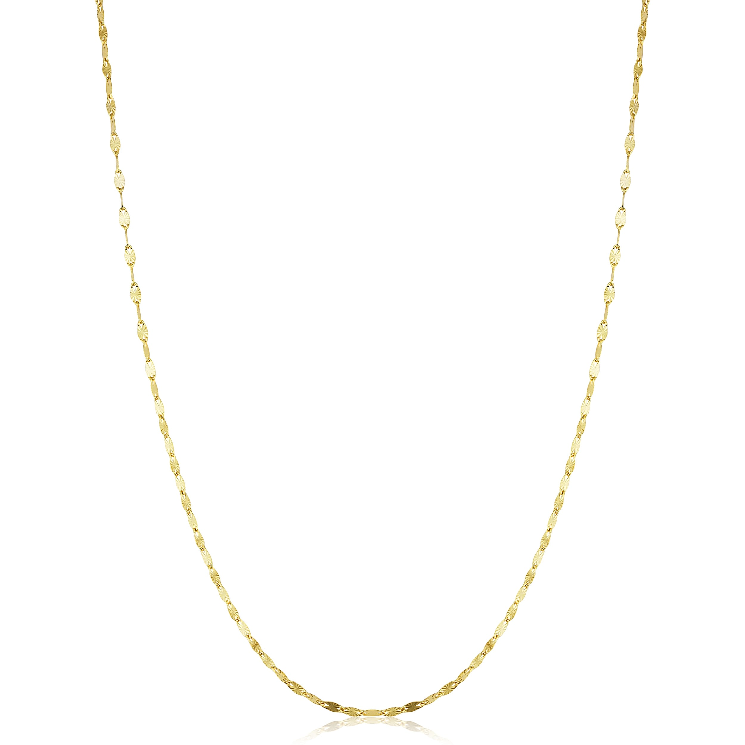 Au Naturale 14k Yellow Gold Filled or White Gold Filled 1.5 mm Mirror Texured Flat Link Chain Necklace for Women (14-30 inch)
