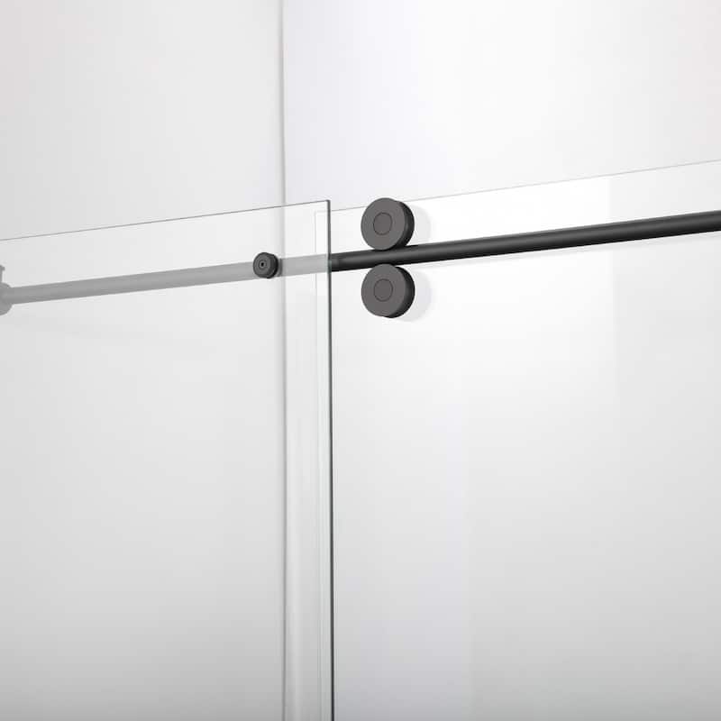 Villena 68" W x 78" H Single Sliding Shower Door,Matt Black - 68 inches