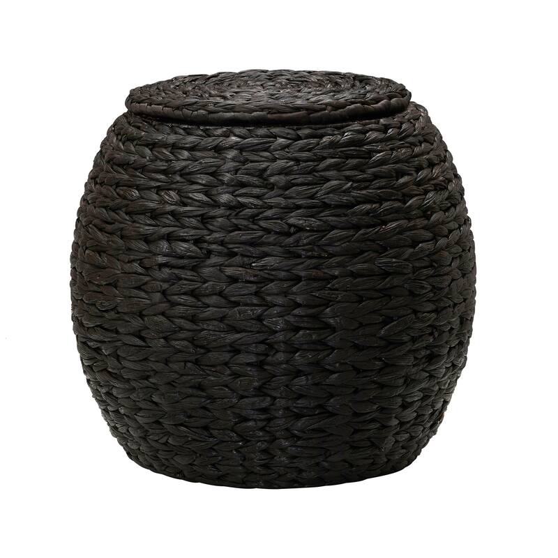 Household Essentials Handwoven Barrel Wicker Storage Basket Side Table - 17.0"L x 17.0"W x 19.0"H