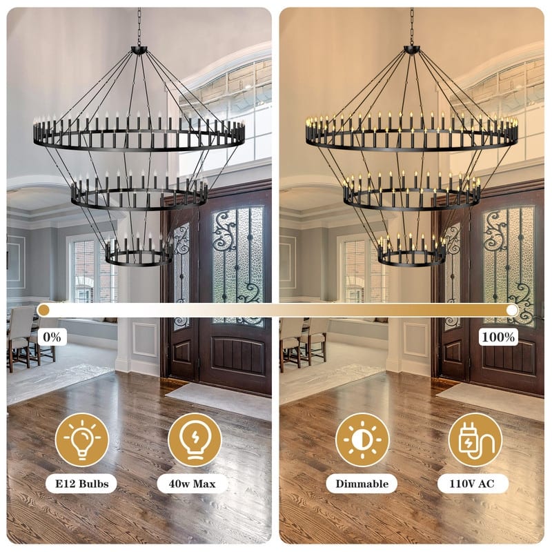 Extra Large Wagon Wheel Chandeliers Black Modern Farmhouse Candle Chandeliers