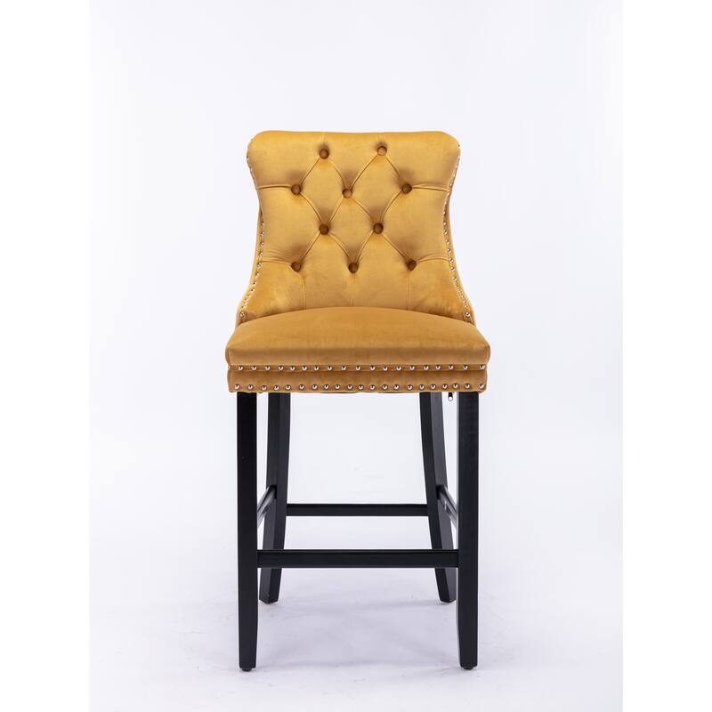 Barstools Set of 2, Tufted Upholstered Counter Height Stools Dining Chairs