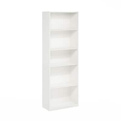 Furinno Gehry 5-Tier Bookcase, Bookshelf with Adjustable Shelves, Amber Pine