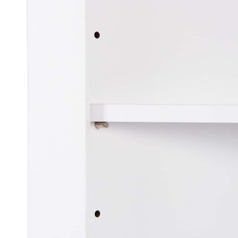 White Bathroom Storage Corner Cabinet with Adjustable Shelves and Door ...