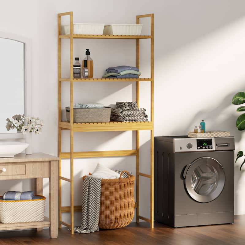 25 in. W x 64 in. H x 10.2 in. D Bamboo Shelf with Adjustable Shelf (FSC Certified)