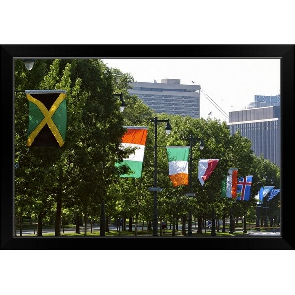 "Benjamin Franklin Parkway, Philadelphia, Pennsylvania" Black Framed Print