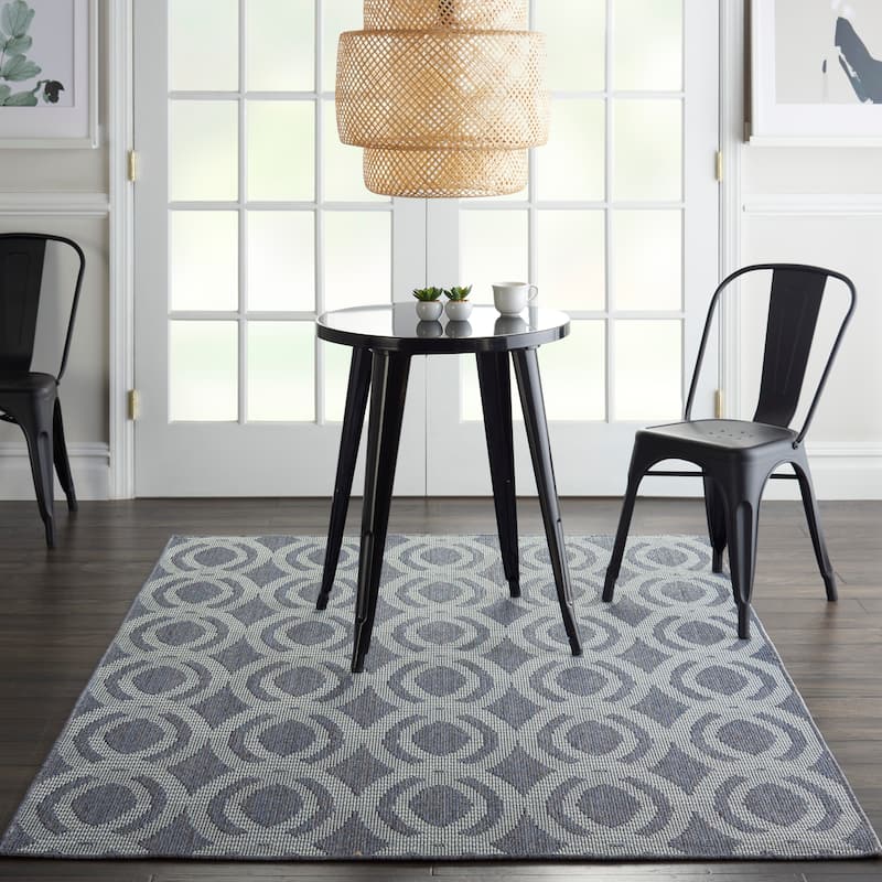 Porch & Den Goboes Geometric Indoor/Outdoor Area Rug - 7'10" x 10'6" - Slate Blue