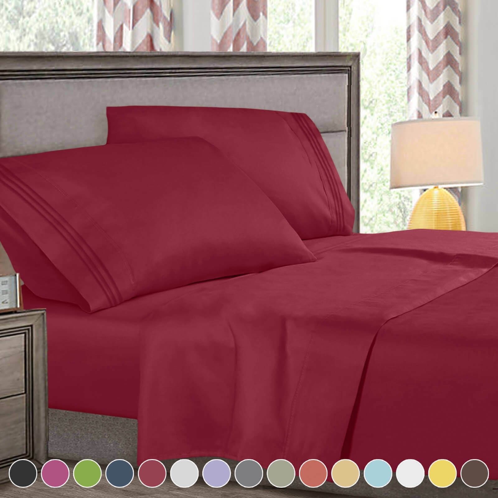 4 Pcs Deluxe Deep Pocket Bed Sheet Set in Queen Size-image
