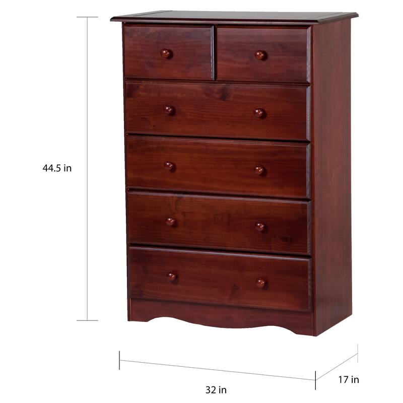 100% Solid Wood 6-Drawer Chest by Palace Imports