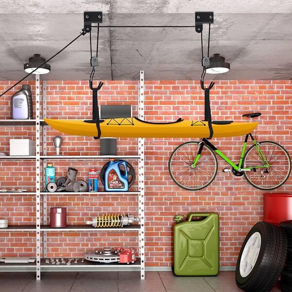 Shop Costway Bike Lift Kayak Hoist Ladder Lift Garage Storage Bicycle Hoist Lift 100 Lbs Overstock 24317454