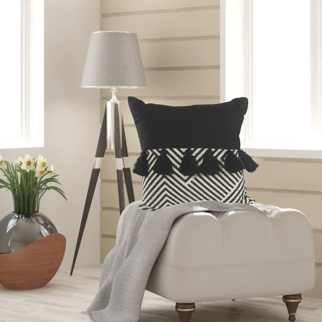 Sevita Black and Cream Chevron Throw Pillow