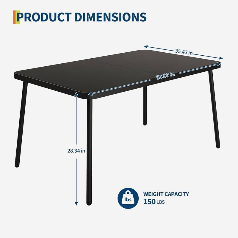 Garden Outdoor Patio Dining Table for 4 to 6 Person - N/A