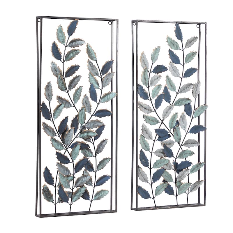 Metal Leaf Home Wall Decor - Set of 2 Black - Roche River Decor