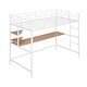 preview thumbnail 5 of 11, White Twin Size Metal Loft Bed with Desk, Ladder & Shelf