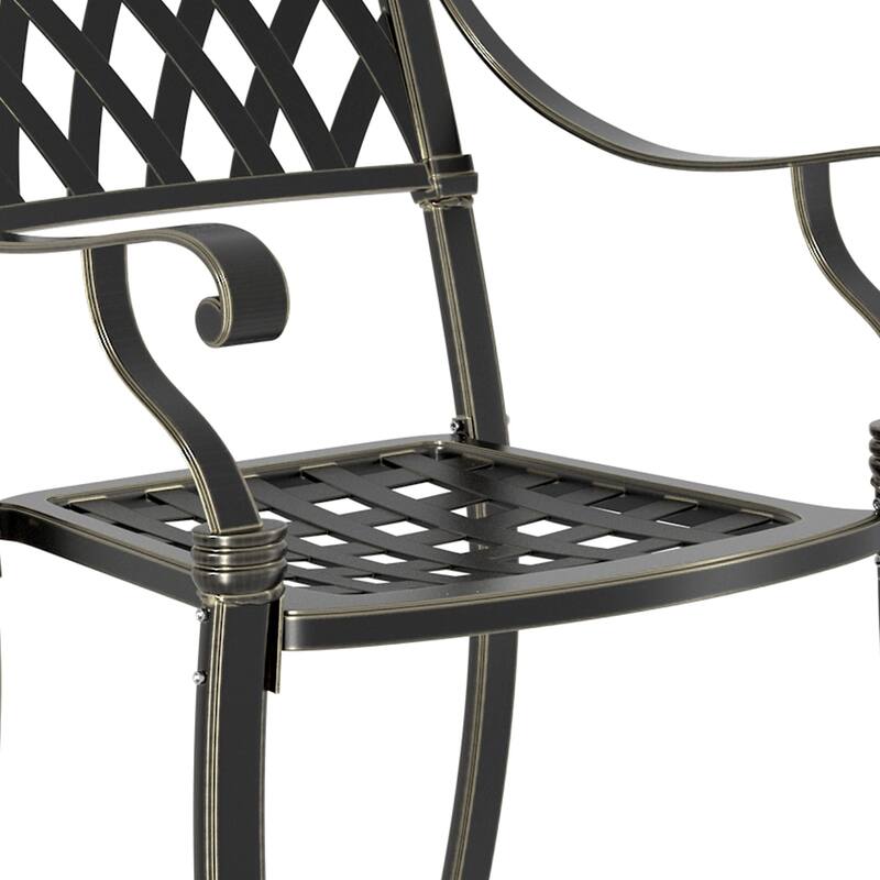 Woven Diagonal Cast Aluminum Dining Chair-Antique Bronze