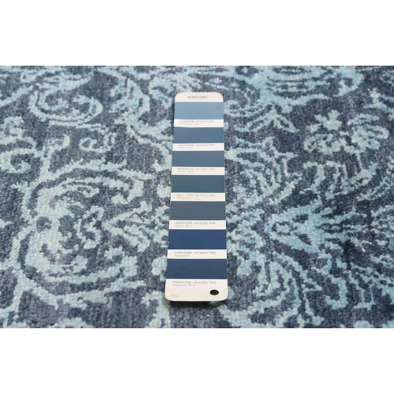 ECARPETGALLERY Hand-knotted Eternity Dark Navy, Light Blue Wool Rug - 8'2 x 11'5